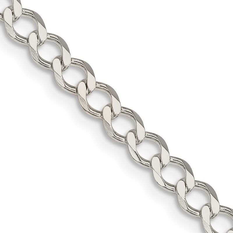 Kazi Luxury Sterling Silver 4.5mm Semi-Solid Flat Curb Chain